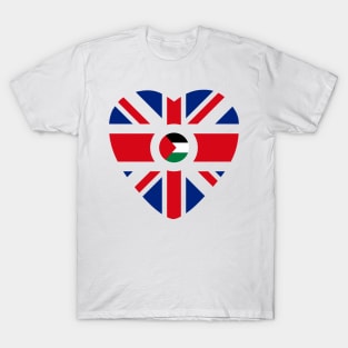 British Palestinian Multinational Patriot Flag (Heart) T-Shirt